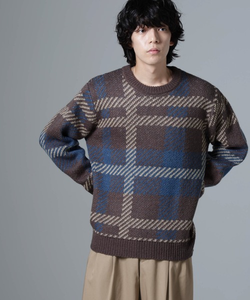 NANO universe（ナノユニバース）の「ウールミックスパターンニット（ニット/セーター・メンズ・ブラック/ブラウン/ブルー・M/L/S）」の12枚目の写真