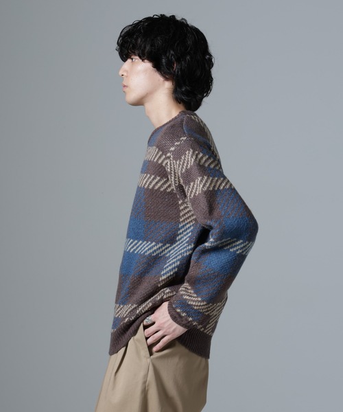 NANO universe（ナノユニバース）の「ウールミックスパターンニット（ニット/セーター・メンズ・ブラック/ブラウン/ブルー・M/L/S）」の13枚目の写真