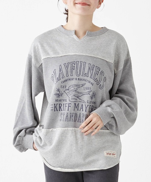 KRIFF MAYER Lady's Collection（クリフメイヤーレディースコレクション）の「サーマル切替プリントロンT（Tシャツ/カットソー・レディース・ナチュラル/グレー/チャコール/ネイビー/カラフル・MEDIUM/LARGE）」の2枚目の写真