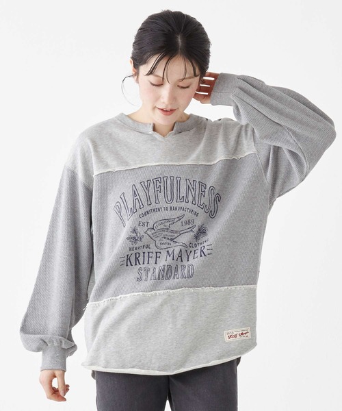 KRIFF MAYER Lady's Collection（クリフメイヤーレディースコレクション）の「サーマル切替プリントロンT（Tシャツ/カットソー・レディース・ナチュラル/グレー/チャコール/ネイビー/カラフル・MEDIUM/LARGE）」の6枚目の写真