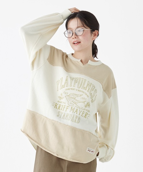 KRIFF MAYER Lady's Collection（クリフメイヤーレディースコレクション）の「サーマル切替プリントロンT（Tシャツ/カットソー・レディース・ナチュラル/グレー/チャコール/ネイビー/カラフル・MEDIUM/LARGE）」の10枚目の写真