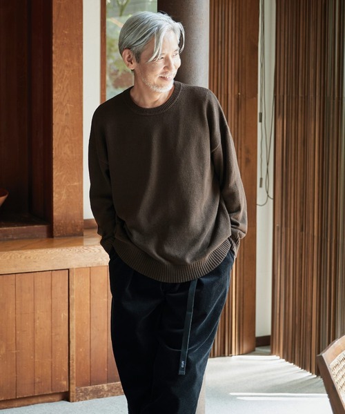 Sunny clouds（サニークラウズ）の「サニークラウズ　重宝ニットレーナー〈メンズ〉（ニット/セーター・メンズ・ダークブラウン/ネイビー/ブラック・L/M/S）」の9枚目の写真