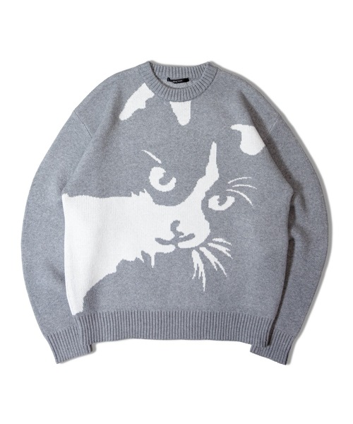 JACKROSE（ジャックローズ）の「ﾈｺ柄JQDｸﾙｰﾈｯｸ（ニット/セーター・メンズ・ブラック/グレー・M/L/XL）」の2枚目の写真