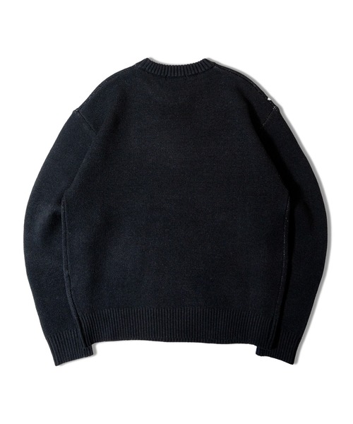 JACKROSE（ジャックローズ）の「ﾈｺ柄JQDｸﾙｰﾈｯｸ（ニット/セーター・メンズ・ブラック/グレー・M/L/XL）」の4枚目の写真