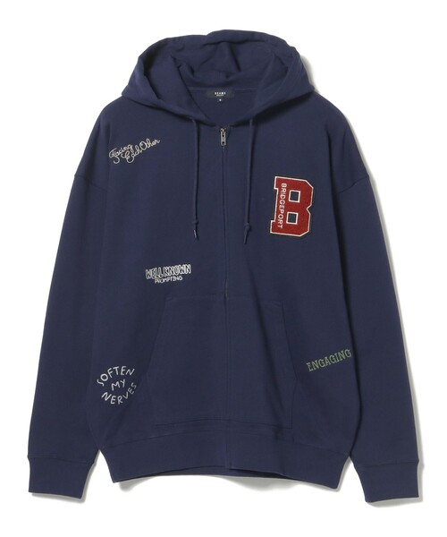 セール】【ユニセックス】レタードワッペン ジップ パーカー（パーカー