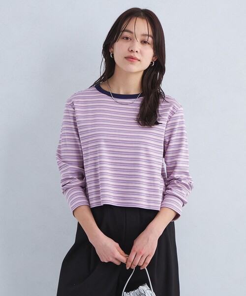 green label relaxing(グリーンレーベルリラクシング)の「コンパクト クロップド プルオーバー カットソー(Tシャツ/カットソー・レディース・オフホワイト/ダークグレー/その他2/その他3・FREE)」の4枚目の写真