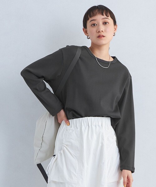 green label relaxing(グリーンレーベルリラクシング)の「コンパクト クロップド プルオーバー カットソー(Tシャツ/カットソー・レディース・オフホワイト/ダークグレー/その他2/その他3・FREE)」の3枚目の写真