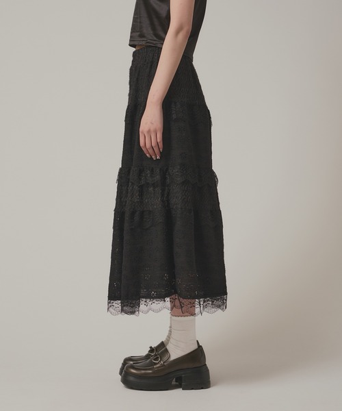BLANK　（ブランク）の「Flower Lace Tiered Skirt / フラワーレースティアードスカート（スカート・レディース・ブラック/ホワイト・FREE）」の20枚目の写真