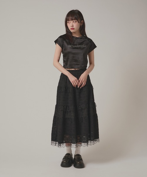 BLANK　（ブランク）の「Flower Lace Tiered Skirt / フラワーレースティアードスカート（スカート・レディース・ブラック/ホワイト・FREE）」の14枚目の写真