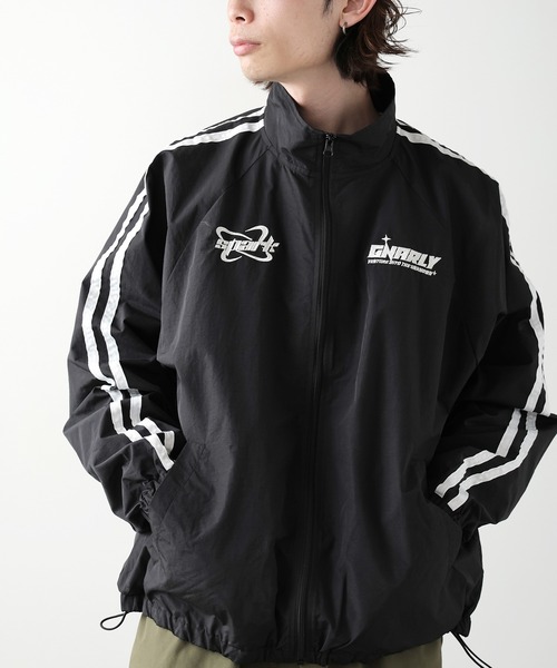 セール】SUGGESTION/サジェッション 袖ラインナイロンラグランBL