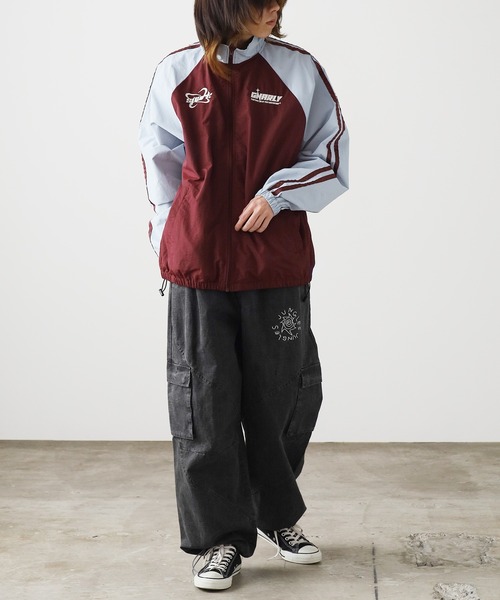 SUGGESTION/サジェッション 袖ラインナイロンラグランBL トラック