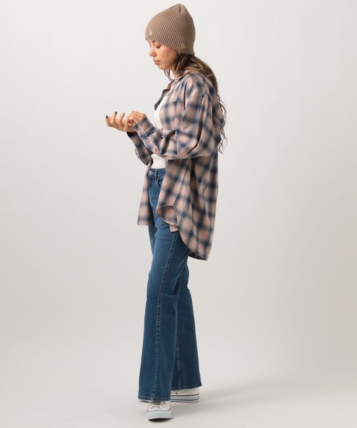 BAYFLOW（ベイフロー）の「[春先まで長く着られる]ソフトビエラチェックシャツ（シャツ/ブラウス・レディース・ベージュ/オフホワイト/ピンク/ブルー・FREE）」の11枚目の写真