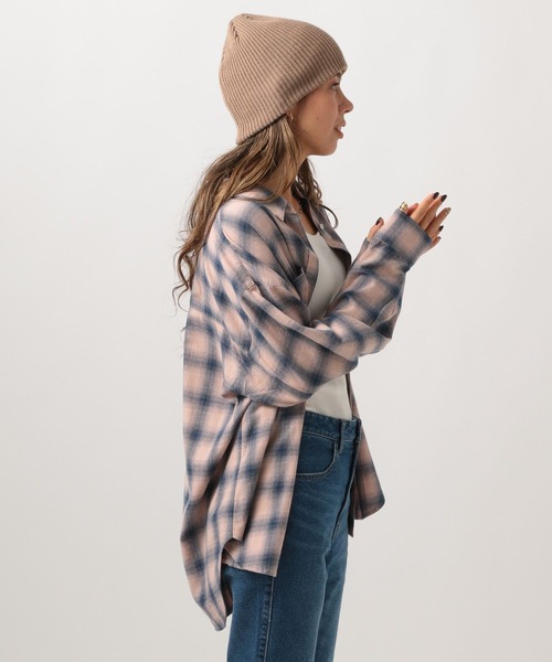 BAYFLOW（ベイフロー）の「[春先まで長く着られる]ソフトビエラチェックシャツ（シャツ/ブラウス・レディース・ベージュ/オフホワイト/ピンク/ブルー・FREE）」の13枚目の写真