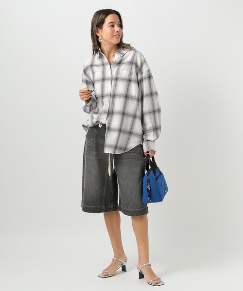 BAYFLOW（ベイフロー）の「[春先まで長く着られる]ソフトビエラチェックシャツ（シャツ/ブラウス・レディース・ベージュ/オフホワイト/ピンク/ブルー・FREE）」の15枚目の写真