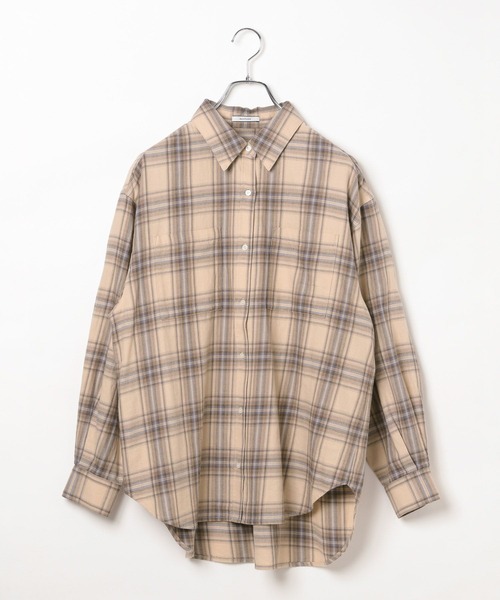 BAYFLOW（ベイフロー）の「[春先まで長く着られる]ソフトビエラチェックシャツ（シャツ/ブラウス・レディース・ベージュ/オフホワイト/ピンク/ブルー・FREE）」の22枚目の写真