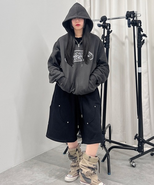 Figments（フィグメンツ）の「MONDAY NIGHTダブルZIPパーカー（パーカー・レディース・スミクロ/杢グレー・LARGE/X-LARGE）」の5枚目の写真