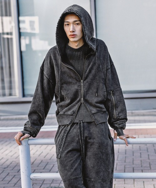 セール】【Ruelle】Pigment-DyedCropped Sweat Hoodie / ピグメント