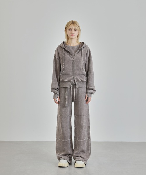 セール】【Ruelle】Pigment-DyedCropped Sweat Hoodie / ピグメント