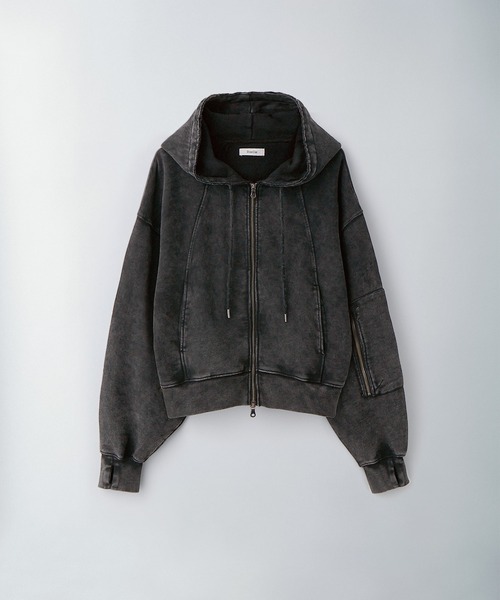 Ruelle(ルーエル)の「【Ruelle】Pigment-DyedCropped Sweat Hoodie / ピグメント加工クロップド丈スウェットパーカー(パーカー・メンズ・ブラック/アッシュグレー・L/M/S)」の9枚目の写真