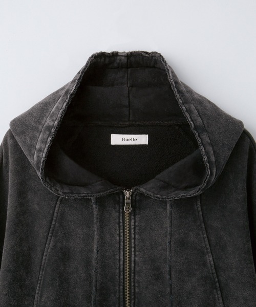 Ruelle(ルーエル)の「【Ruelle】Pigment-DyedCropped Sweat Hoodie / ピグメント加工クロップド丈スウェットパーカー(パーカー・メンズ・ブラック/アッシュグレー・L/M/S)」の10枚目の写真