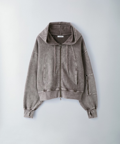 Ruelle(ルーエル)の「【Ruelle】Pigment-DyedCropped Sweat Hoodie / ピグメント加工クロップド丈スウェットパーカー(パーカー・メンズ・ブラック/アッシュグレー・L/M/S)」の18枚目の写真