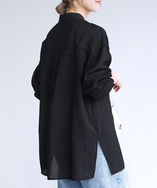 reca（レカ）の「胸切替シアーバンドカラーシャツ（シャツ/ブラウス・レディース・オフホワイト/ブルー/ブラック/ブラウン系その他/パープル・M）」の16枚目の写真