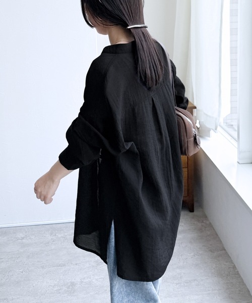 reca(レカ)の「胸切替シアーバンドカラーシャツ(シャツ/ブラウス・レディース・オフホワイト/ブルー/ブラック/ブラウン系その他/パープル・M)」の20枚目の写真
