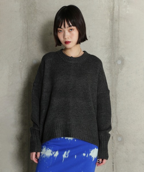 ROSE BUD(ローズバッド)の「【WEB・一部店舗限定】ウォッシャブルクルーネックニット(ニット/セーター・レディース・グレー/ホワイト/ブルー・ONE SIZE)」の2枚目の写真