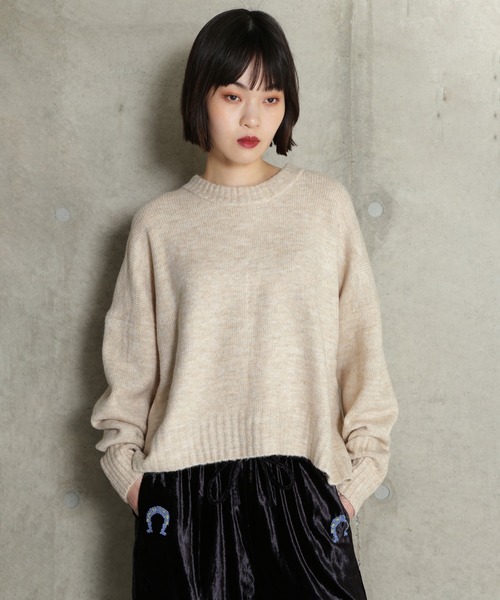 ROSE BUD(ローズバッド)の「【WEB・一部店舗限定】ウォッシャブルクルーネックニット(ニット/セーター・レディース・グレー/ホワイト/ブルー・ONE SIZE)」の1枚目の写真