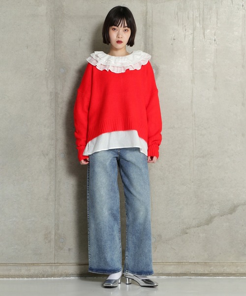 ROSE BUD(ローズバッド)の「【WEB・一部店舗限定】ウォッシャブルクルーネックニット(ニット/セーター・レディース・グレー/ホワイト/ブルー・ONE SIZE)」の17枚目の写真