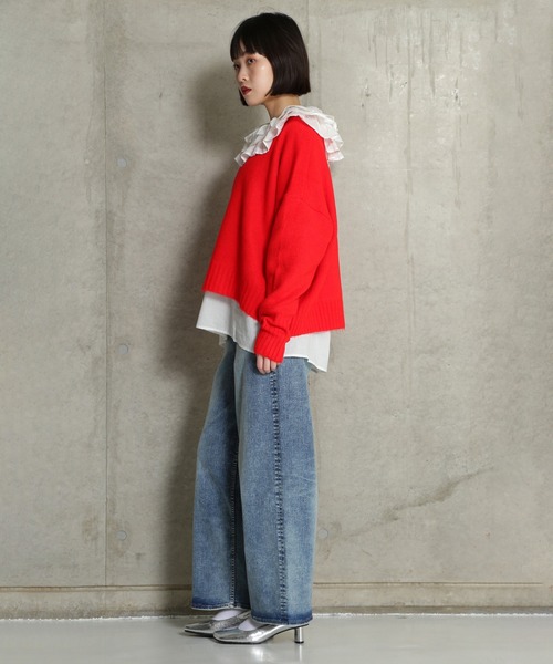 ROSE BUD(ローズバッド)の「【WEB・一部店舗限定】ウォッシャブルクルーネックニット(ニット/セーター・レディース・グレー/ホワイト/ブルー・ONE SIZE)」の18枚目の写真