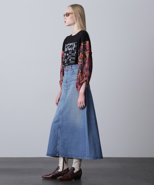 ROSE BUD(ローズバッド)の「(OKIRAKU×ROSEBUD)リメイクライクプリントスリーブトップ(Tシャツ/カットソー・レディース・ブラック/グレー・ONE SIZE)」の14枚目の写真