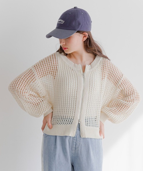 セール】メッシュニットZIPカーデ/309341（カーディガン/ボレロ