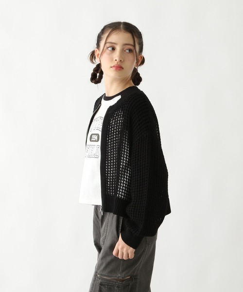 GLOBAL WORK(グローバルワーク)の「メッシュニットZIPカーデ/309341(カーディガン/ボレロ・キッズ・アイボリー/ブラック・130cm/140cm/150cm/160cm)」の8枚目の写真