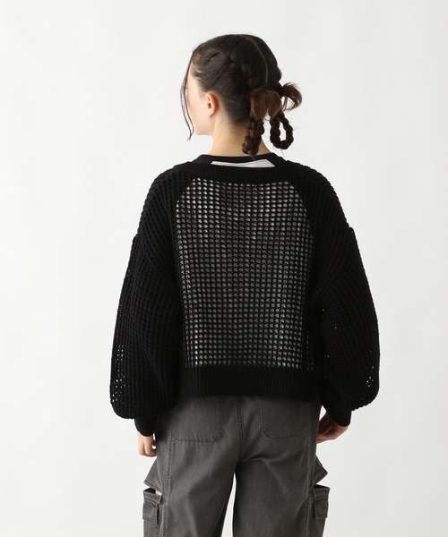 GLOBAL WORK(グローバルワーク)の「メッシュニットZIPカーデ/309341(カーディガン/ボレロ・キッズ・アイボリー/ブラック・130cm/140cm/150cm/160cm)」の9枚目の写真