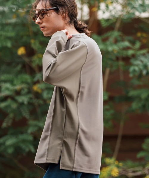 CAMBIO（カンビオ）の「mlt5084-ルーズシルエットパネルサイドスリットカットソー（Tシャツ/カットソー・メンズ・ホワイト/ブラック/グレイッシュベージュ・M/L/XL）」の3枚目の写真