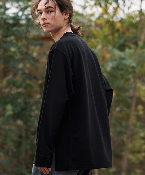 CAMBIO（カンビオ）の「mlt5084-ルーズシルエットパネルサイドスリットカットソー（Tシャツ/カットソー・メンズ・ホワイト/ブラック/グレイッシュベージュ・M/L/XL）」の12枚目の写真