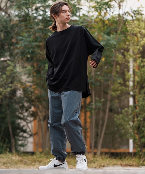 CAMBIO（カンビオ）の「mlt5084-ルーズシルエットパネルサイドスリットカットソー（Tシャツ/カットソー・メンズ・ホワイト/ブラック/グレイッシュベージュ・M/L/XL）」の14枚目の写真