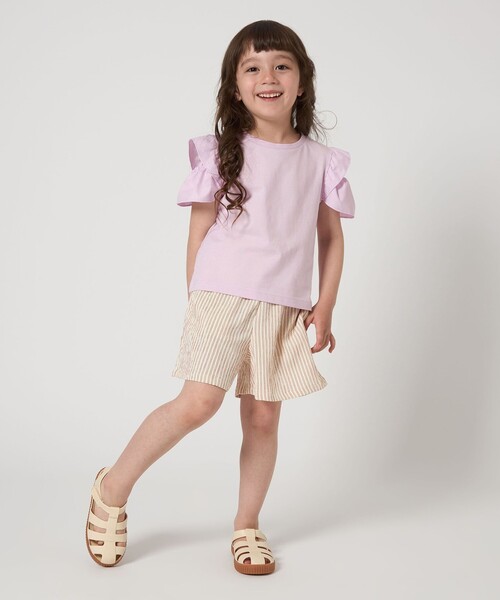 green label relaxing（グリーンレーベルリラクシング）の「【スタメンシリーズ】HC ショルダースリット Tシャツ / キッズ 100cm-160cm（Tシャツ/カットソー・キッズ・ライトブルー/ダークグレー/ライラック/オフホワイト/ブラウン系/ブラック・160cm/150cm/140cm/130cm/120cm/100cm/110cm）」の15枚目の写真