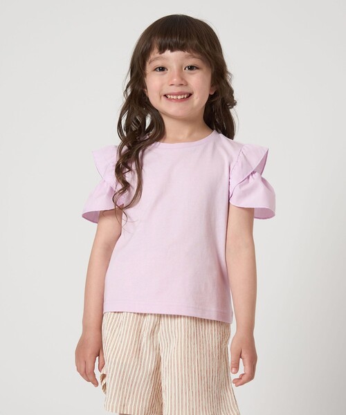 green label relaxing（グリーンレーベルリラクシング）の「【スタメンシリーズ】HC ショルダースリット Tシャツ / キッズ 100cm-160cm（Tシャツ/カットソー・キッズ・ライトブルー/ダークグレー/ライラック/オフホワイト/ブラウン系/ブラック・160cm/150cm/140cm/130cm/120cm/100cm/110cm）」の16枚目の写真