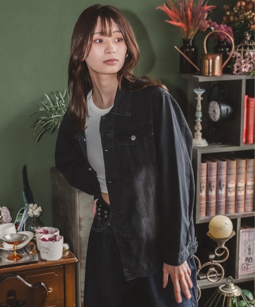 madrepadre(マドレパドレ)の「ヴィンテージウォッシュデニムジャケット(デニムジャケット・レディース・ネイビー/ブラック・SMALL/MEDIUM)」の6枚目の写真