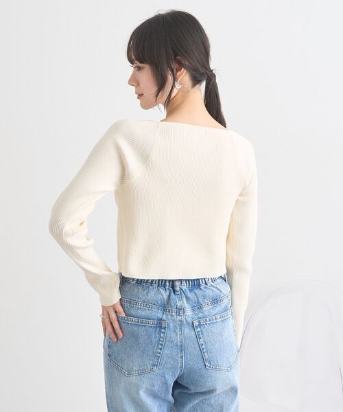 earth music&ecology(アースミュージックアンドエコロジー)の「フロントリボンリブニットカーディガン(カーディガン/ボレロ・レディース・ブラック/ブルー系その他7/アイボリー・FREE)」の8枚目の写真