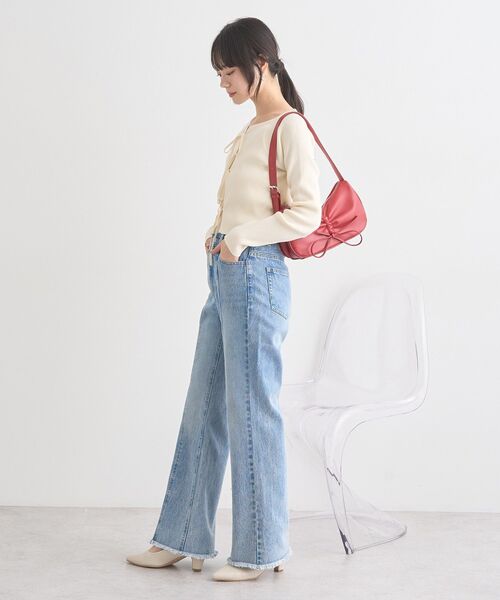 earth music&ecology(アースミュージックアンドエコロジー)の「フロントリボンリブニットカーディガン(カーディガン/ボレロ・レディース・ブラック/ブルー系その他7/アイボリー・FREE)」の10枚目の写真