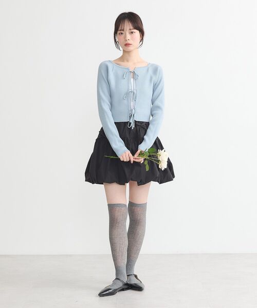 earth music&ecology(アースミュージックアンドエコロジー)の「フロントリボンリブニットカーディガン(カーディガン/ボレロ・レディース・ブラック/ブルー系その他7/アイボリー・FREE)」の13枚目の写真