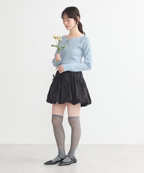 earth music&ecology(アースミュージックアンドエコロジー)の「フロントリボンリブニットカーディガン(カーディガン/ボレロ・レディース・ブラック/ブルー系その他7/アイボリー・FREE)」の15枚目の写真