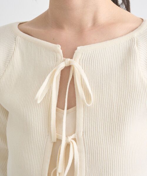 earth music&ecology(アースミュージックアンドエコロジー)の「フロントリボンリブニットカーディガン(カーディガン/ボレロ・レディース・ブラック/ブルー系その他7/アイボリー・FREE)」の16枚目の写真