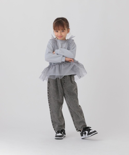 GLOBAL WORK(グローバルワーク)の「チュールセット裏毛プルオーバー/T/288527(スウェット・キッズ・グレー×サックスブルー/ホワイト×ホワイト・110cm/120cm/100cm)」の4枚目の写真