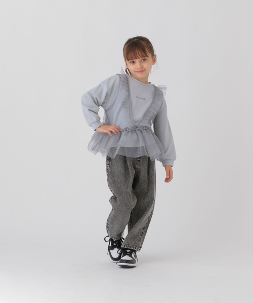 GLOBAL WORK(グローバルワーク)の「チュールセット裏毛プルオーバー/T/288527(スウェット・キッズ・グレー×サックスブルー/ホワイト×ホワイト・110cm/120cm/100cm)」の5枚目の写真