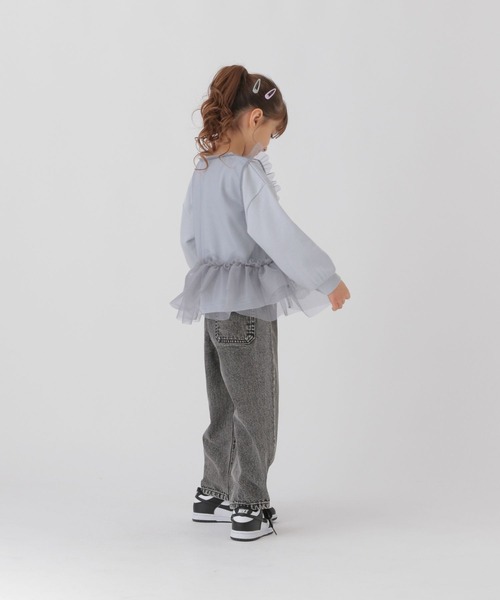 GLOBAL WORK(グローバルワーク)の「チュールセット裏毛プルオーバー/T/288527(スウェット・キッズ・グレー×サックスブルー/ホワイト×ホワイト・110cm/120cm/100cm)」の6枚目の写真