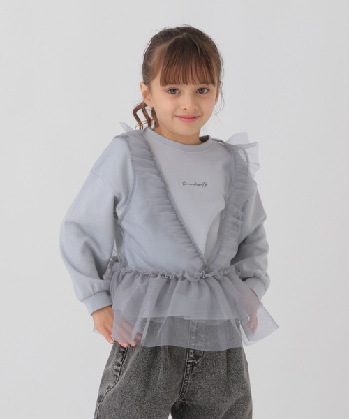 GLOBAL WORK(グローバルワーク)の「チュールセット裏毛プルオーバー/T/288527(スウェット・キッズ・グレー×サックスブルー/ホワイト×ホワイト・110cm/120cm/100cm)」の7枚目の写真